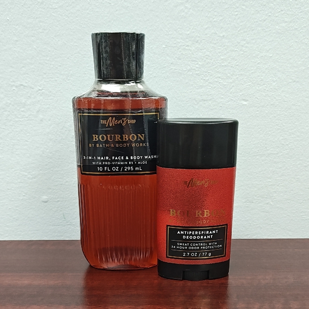 Bath & Body Works Men's Collection BOURBON Body Wash & Deodorant Bundle